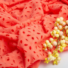 Тканина батист прошва Лола, 130 см, 130 г/м2, бавовна, натуральна тканина для одягу корал