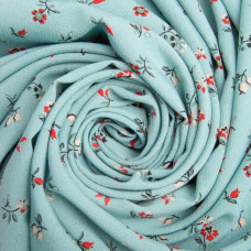 Тканина плательна креп 150 см 110 г/м2 легка, для платтів, спідниць, штанів, аксесуарів квіточки бірюза