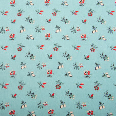 Тканина плательна креп 150 см 110 г/м2 легка, для платтів, спідниць, штанів, аксесуарів квіточки бірюза