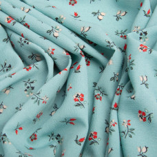 Тканина плательна креп 150 см 110 г/м2 легка, для платтів, спідниць, штанів, аксесуарів квіточки бірюза