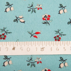 Тканина плательна креп 150 см 110 г/м2 легка, для платтів, спідниць, штанів, аксесуарів квіточки бірюза