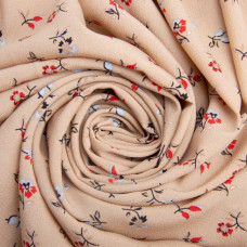 Тканина плательна креп 150 см 110 г/м2 легка, для платтів, спідниць, штанів, аксесуарів квіточки беж