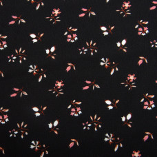 Тканина плательна креп 150 см 110 г/м2 легка, для суконь, спідниць, штанів, аксесуарів квіточки чорна