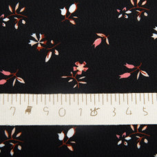 Тканина плательна креп 150 см 110 г/м2 легка, для суконь, спідниць, штанів, аксесуарів квіточки чорна