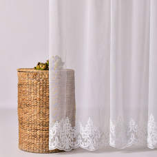 Тканина тюль бамбук з вишивкою Венеція, 315 см, 58 г/м2, тюлева тканина, тканина для тюлю, гардини, тканина