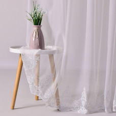 Тканина тюль бамбук з вишивкою Катерина, 310 см, 58 г/м2, тюлева тканина, тканина для тюлю, гардини, тканина