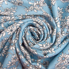 Тканина плательна штапель твіл Ромашка 160 г/м2 145 см для суконь, блуз, літніх штанів і аксесуарів блакитна
