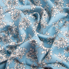 Тканина плательна штапель твіл Ромашка 160 г/м2 145 см для суконь, блуз, літніх штанів і аксесуарів блакитна