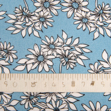 Тканина плательна штапель твіл Ромашка 160 г/м2 145 см для суконь, блуз, літніх штанів і аксесуарів блакитна