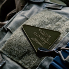 Набір шевронів 2 шт. на липучці авіаційних війська України Тризуб польовий хакі 9 х 8 см вишитий патч нашивка