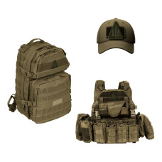 Набір шевронів 2 шт. на липучці авіаційних війська України Тризуб польовий хакі 9 х 8 см вишитий патч нашивка