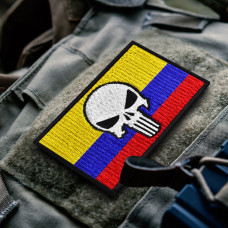 Набір шевронів 2 шт. на липучці Череп Карателя на Прапорі Колумбії 5х8 см, прапор Колумбії, вишитий патч нашивка