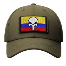 Набір шевронів 2 шт. на липучці Череп Карателя на Прапорі Колумбії 5х8 см, прапор Колумбії, вишитий патч нашивка