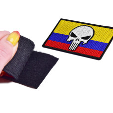 Набір шевронів 2 шт. на липучці Череп Карателя на Прапорі Колумбії 5х8 см, прапор Колумбії, вишитий патч нашивка