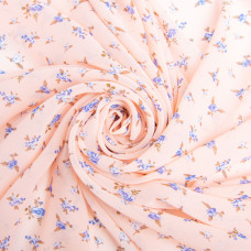 Тканина шифон плательна легка повітряна 75 г/м2 150 см для суконь, спідниць, блуз, аксесуарів трояндочки крем