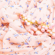 Тканина шифон плательна легка повітряна 75 г/м2 150 см для суконь, спідниць, блуз, аксесуарів трояндочки крем