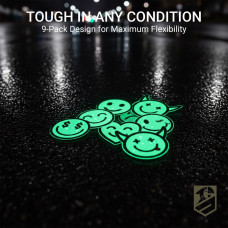 Набір патчів Смайли 9 шт., що світяться в темряві, вишиті нашивки 3 см на липучці, шеврон, патч