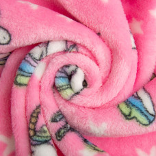 Тканина махрова Велсофт 140 см 280 г/м2 для халатів, піжам, пледів і покривал супер м'яка єдиноріг рожевий