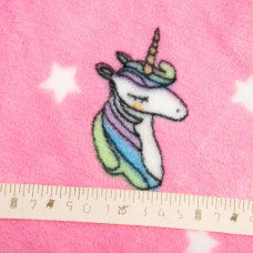 Тканина махрова Велсофт 140 см 280 г/м2 для халатів, піжам, пледів і покривал супер м'яка єдиноріг рожевий