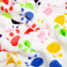 Тканина махрова Велсофт 140 см 280 г/м2 для халатів, піжам, пледів і покривал супер м'яка лапки білі