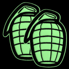 Набір патчів Граната 2 шт, що світяться в темряві, вишиті нашивки 3,5х4,5 см на липучці, шеврон, патч