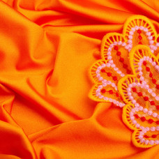 Тканина трикотаж Біфлекс 200 г/м2 стрейчева еластична блискуча для купальників і спортивного одягу помаранч