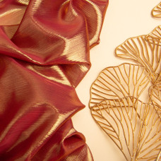 Тканина шифон стрейч із напиленням Cold 55 г/м2 150 см для суконь, блуз, декору й аксесуарів марсала
