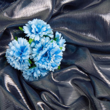 Тканина шифон стрейч із напиленням Сільвер 55 г/м2 150 см для псуконь, блуз, декору та аксесуарів т/синя