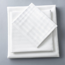 Наволочка 2 шт 50х70 см сатин IDEIA бавовна, отельна, для готелів, жакард, набір наволочок біла у смужку 1 см