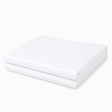 Простирадло євро 220х230 см сатин IDEIA, бавовна, для готелів і дому, жакард білій в смужку