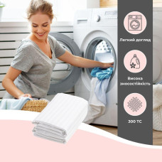 Простирадло євро 220х230 см сатин IDEIA, бавовна, для готелів і дому, жакард білій в смужку