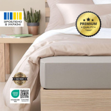 Простирадло трикотажне 140/160х200х35 см на гумці IDEIA, еластичне, трикотаж, бавовна сірий/беж