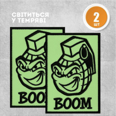 Набір шевронів 2 шт з липучкою BOOM, що світяться в темряві, 5,4х8 см, вишитий патч нашивка