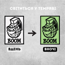 Набір шевронів 2 шт з липучкою BOOM, що світяться в темряві, 5,4х8 см, вишитий патч нашивка