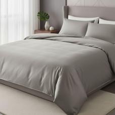 Комплект постільної білизни IDEIA полуторний 145х215 сатин бавовна преміум сірий/беж