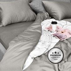 Комплект постільної білизни IDEIA євро 200х220 сатин бавовна преміум сірий/беж