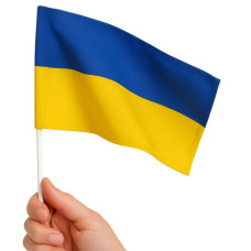 Прапор України 24х16 см на паличці маленька тканина габардин жовто-синій