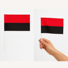 Прапор України УПА 24х16 см на паличці маленька тканина габардин червоно-чорний