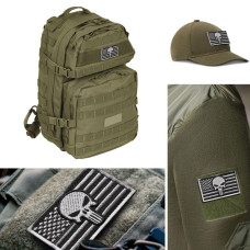 Шеврон із липучкою Флаг США Череп Каратель сірий 5х8 см вишитий патч нашивка