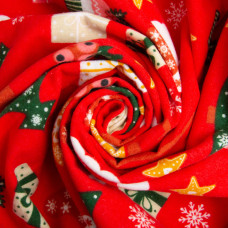 Тканина фланель бавовна 240 см 155 г/м2, дитячий принт, м'яка тканина для постільної білизни, пелюшка Санта на червоному