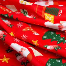 Тканина декоративна скатертина бавовна з водовідштовхувальним просоченням, 180 см, 220 г/м2, для скатертин, штор, декору Санта