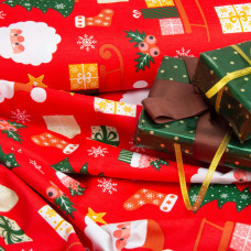 Тканина декоративна скатертина бавовна з водовідштовхувальним просоченням, 180 см, 220 г/м2, для скатертин, штор, декору Санта