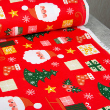 Тканина декоративна скатертина бавовна з водовідштовхувальним просоченням, 180 см, 220 г/м2, для скатертин, штор, декору Санта