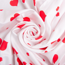Тканина сатин для постільної білизни, пл 130 г/м2 210 ТС, бавовна, 240 см М03189/25 сердечка/Білий