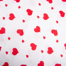 Тканина сатин для постільної білизни, пл 130 г/м2 210 ТС, бавовна, 240 см М03189/25 сердечка/Білий