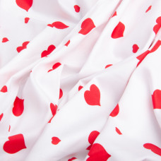 Тканина сатин для постільної білизни, пл 130 г/м2 210 ТС, бавовна, 240 см М03189/25 сердечка/Білий