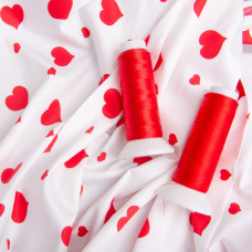 Тканина сатин для постільної білизни, пл 130 г/м2 210 ТС, бавовна, 240 см М03189/25 сердечка/Білий
