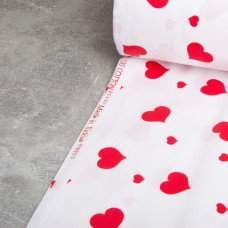 Тканина сатин для постільної білизни, пл 130 г/м2 210 ТС, бавовна, 240 см М03189/25 сердечка/Білий