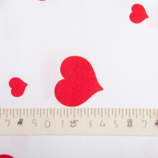 Тканина сатин для постільної білизни, пл 130 г/м2 210 ТС, бавовна, 240 см М03189/25 сердечка/Білий