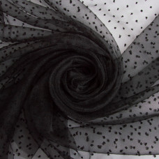 Тканина органза напівпрозора 25 г/м2 145 см легка для суконь, декору, вечірніх і карнавальних костюмів чорна